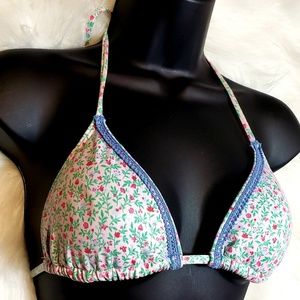 Rampage Vintage Style Floral String Bikini Top S